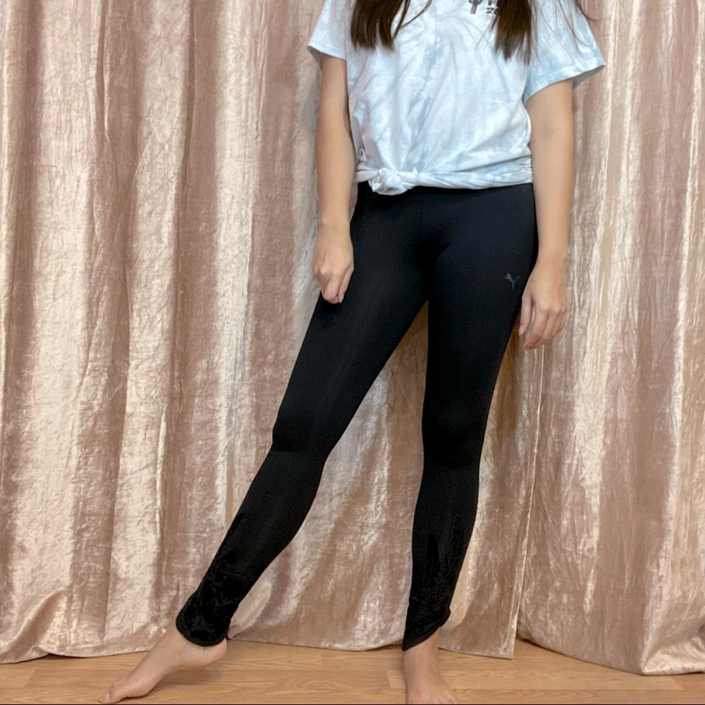Puma Black Leggings With Velvet Detail